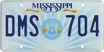 MS license plate DMS704