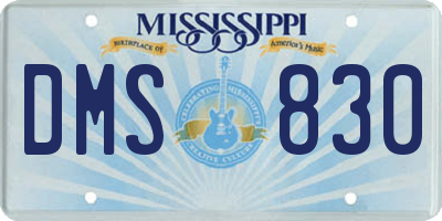 MS license plate DMS830