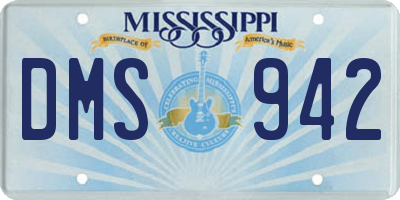 MS license plate DMS942