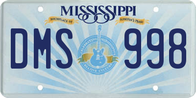 MS license plate DMS998