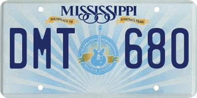 MS license plate DMT680