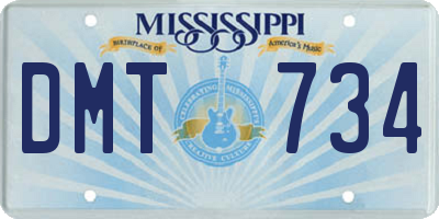 MS license plate DMT734