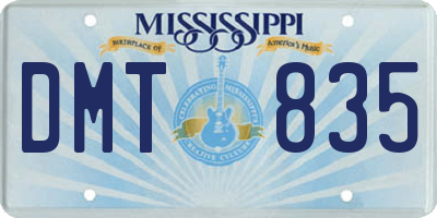 MS license plate DMT835