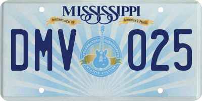 MS license plate DMV025