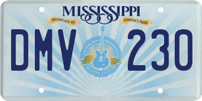 MS license plate DMV230