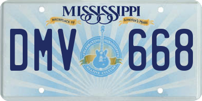 MS license plate DMV668