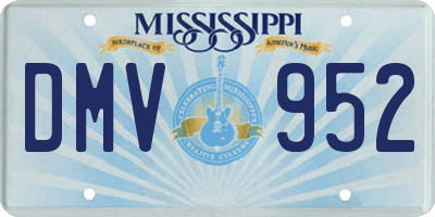 MS license plate DMV952