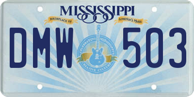 MS license plate DMW503