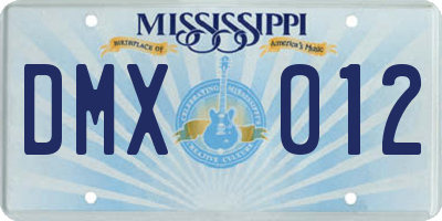 MS license plate DMX012
