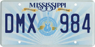 MS license plate DMX984