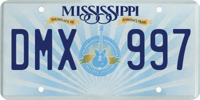 MS license plate DMX997