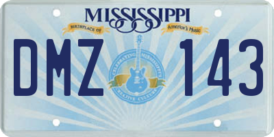 MS license plate DMZ143