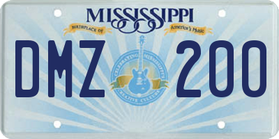 MS license plate DMZ200