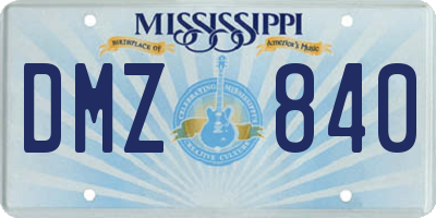 MS license plate DMZ840