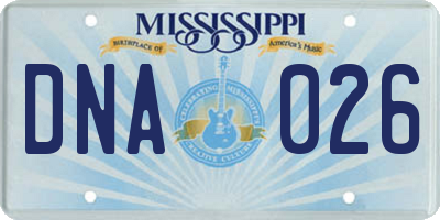 MS license plate DNA026