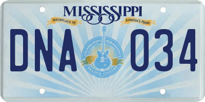 MS license plate DNA034