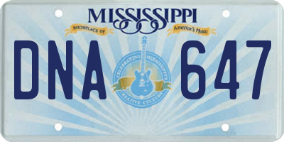 MS license plate DNA647