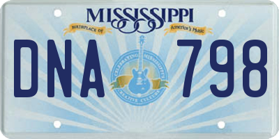 MS license plate DNA798
