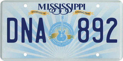 MS license plate DNA892