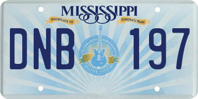 MS license plate DNB197