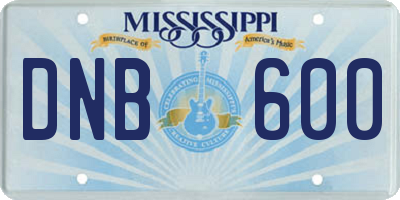 MS license plate DNB600