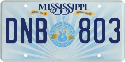 MS license plate DNB803