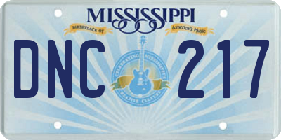 MS license plate DNC217
