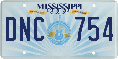 MS license plate DNC754