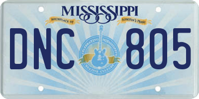 MS license plate DNC805
