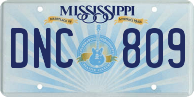 MS license plate DNC809