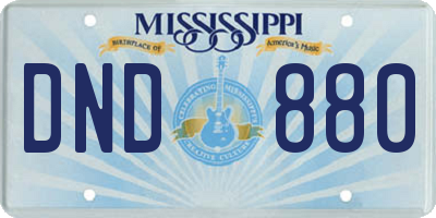 MS license plate DND880