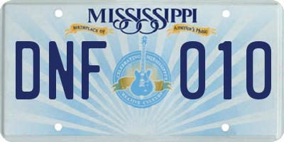 MS license plate DNF010