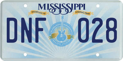 MS license plate DNF028