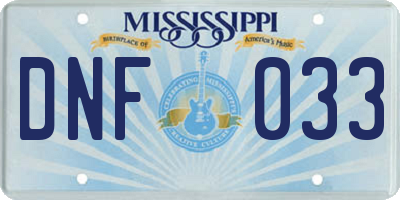 MS license plate DNF033