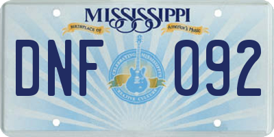 MS license plate DNF092