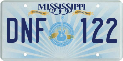 MS license plate DNF122