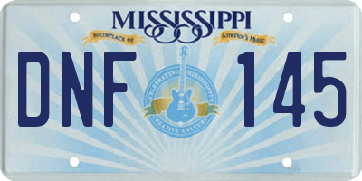 MS license plate DNF145