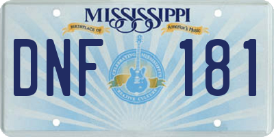 MS license plate DNF181