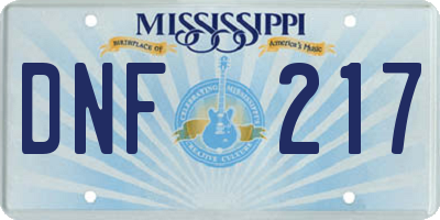 MS license plate DNF217