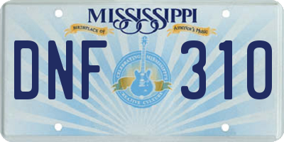 MS license plate DNF310