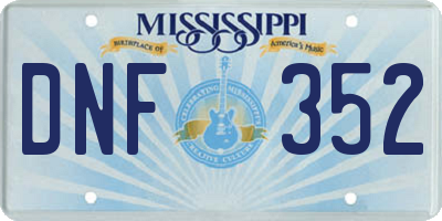 MS license plate DNF352