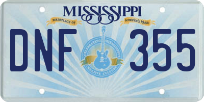 MS license plate DNF355