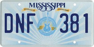 MS license plate DNF381