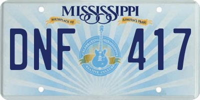 MS license plate DNF417