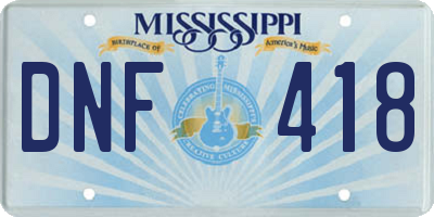 MS license plate DNF418