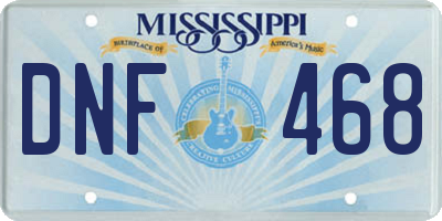 MS license plate DNF468