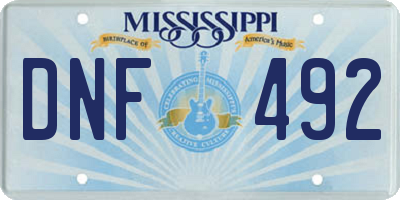 MS license plate DNF492