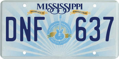 MS license plate DNF637