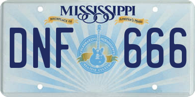 MS license plate DNF666