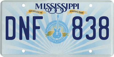 MS license plate DNF838